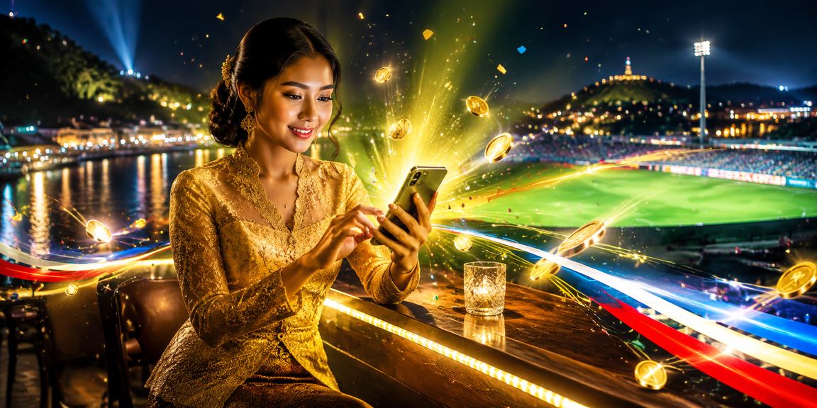 Wanita Malaysia berpakaian kebaya membuat deposit pertama selepas mendaftar akaun we1win99